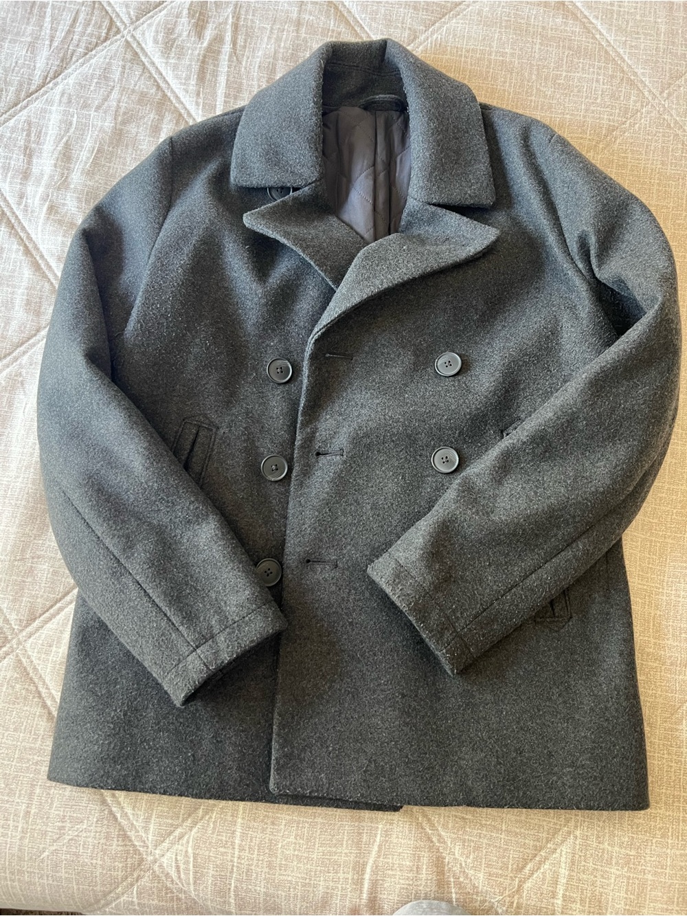 Old Navy Dark Gray Double-Breasted Wool-Blend Peacoat